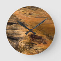 Reloj de pared redondo de madera de roble