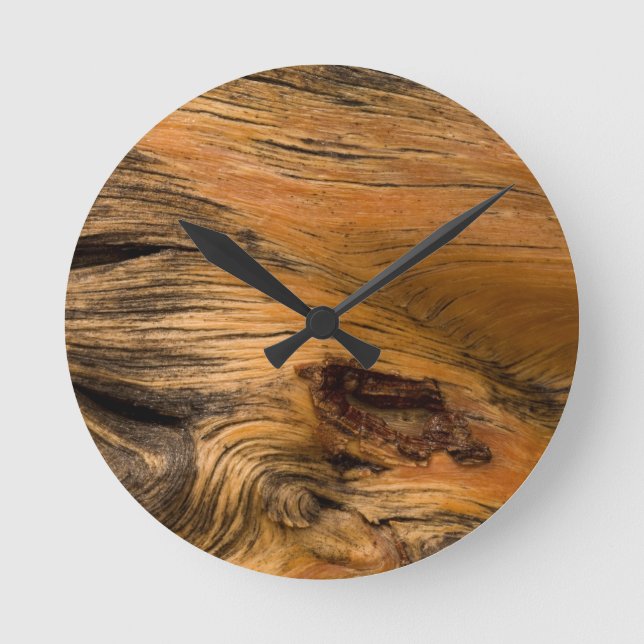 Reloj de pared redondo de madera de roble (Anverso)