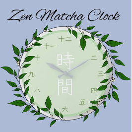 Reloj de pared redondo de matcha zen con kanji jap