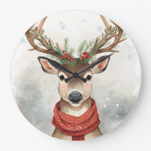 Reloj de pared redondo de Navidad Reno lindo
