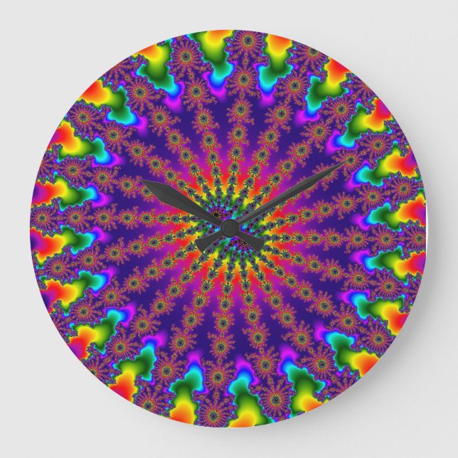 Reloj de pared redondo de ráfaga fractal de arcoír (Anverso)