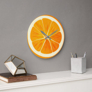 Reloj de pared redondo de rodaja de naranja cítric