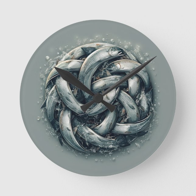 Reloj de pared redondo de salmón celta | Scottis v (Anverso)