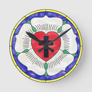 Reloj de pared redondo de vidrio tintado de Rosa d