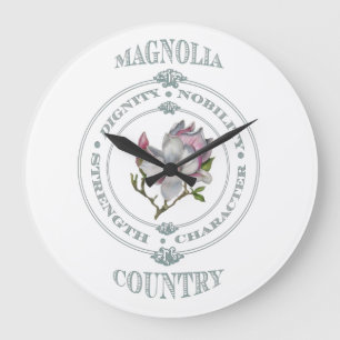 Reloj de pared redondo del país de la magnolia