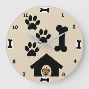 Reloj de pared redondo del perro y del hueso