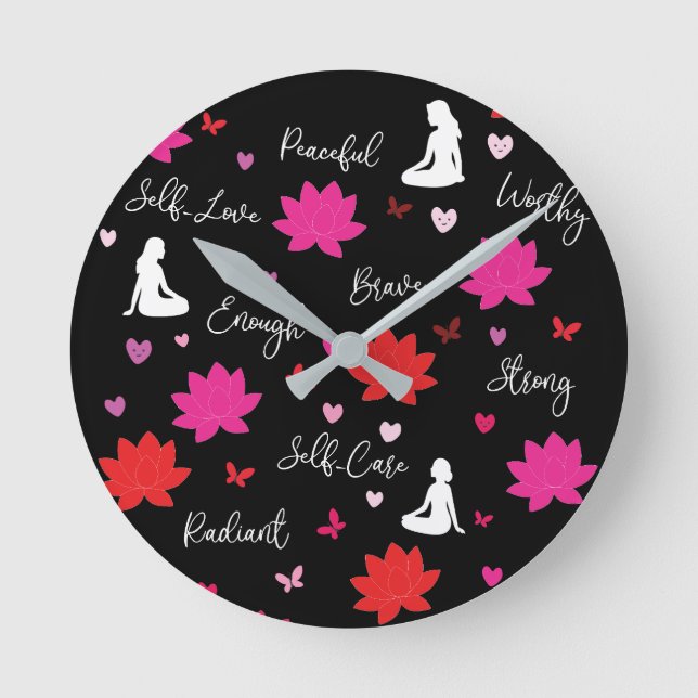 Reloj de pared redondo | Diseño de loto de autocui (Anverso)