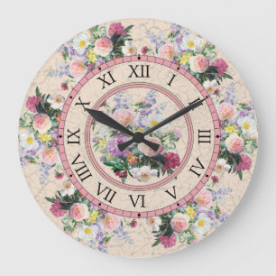 Reloj de pared redondo - diseño floral