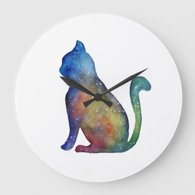 Reloj de pared redondo (grande) de gato (Anverso)