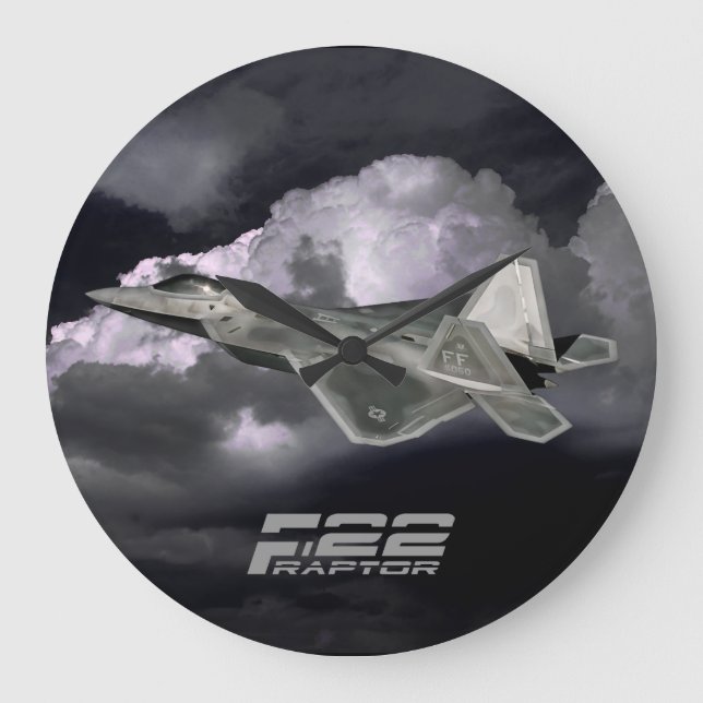 Reloj de pared redondo (grande) del RAPTOR F-22 (Anverso)