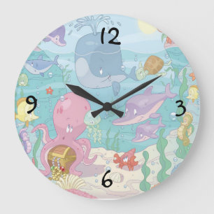 Reloj de pared redondo (grande)/vida marina infant