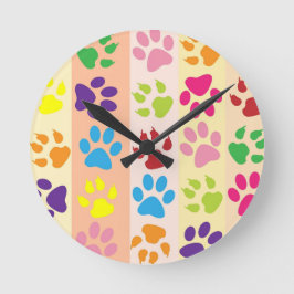 Reloj de Pared Redondo Moderno Huellas de Patas Co