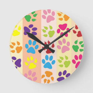 Reloj de Pared Redondo Moderno Huellas de Patas Co