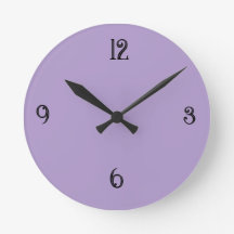 Reloj de pared redondo morado lavanda minimalista