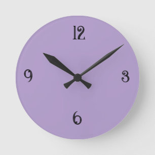 Reloj de pared redondo morado lavanda minimalista
