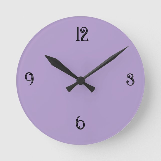 Reloj de pared redondo morado lavanda minimalista (Anverso)