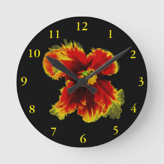 Reloj de pared redondo personalizado Flores Rojas 
