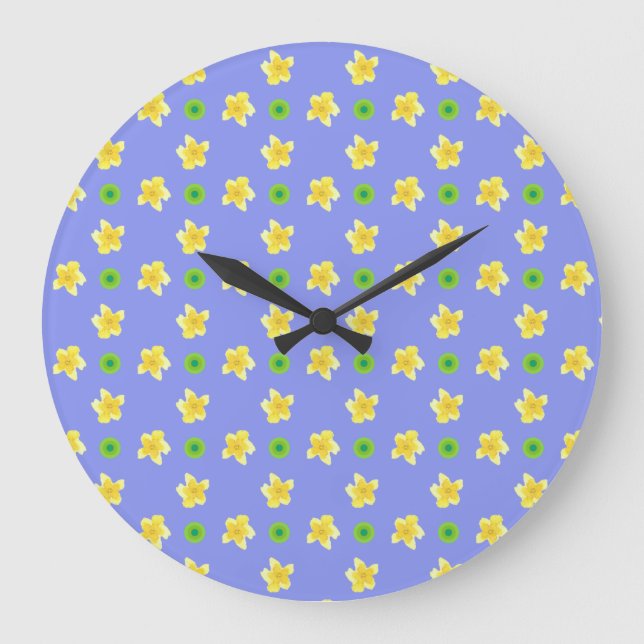 Reloj de pared redondo: Primaveras sobre azul viol (Anverso)