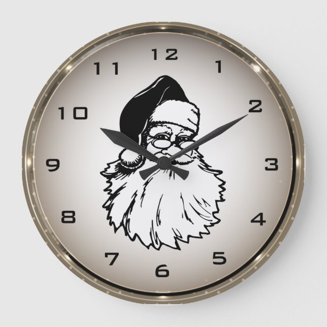 Reloj de pared redondo retro de Papá Noel (Anverso)