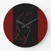 RELOJ DE PARED REDONDO ROJO Y NEGRO ABSTRACTO