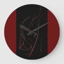 RELOJ DE PARED REDONDO ROJO Y NEGRO ABSTRACTO