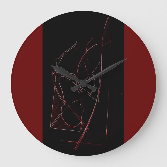 RELOJ DE PARED REDONDO ROJO Y NEGRO ABSTRACTO (Anverso)