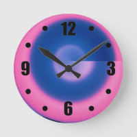 Reloj de pared redondo rosa y azul neón loco