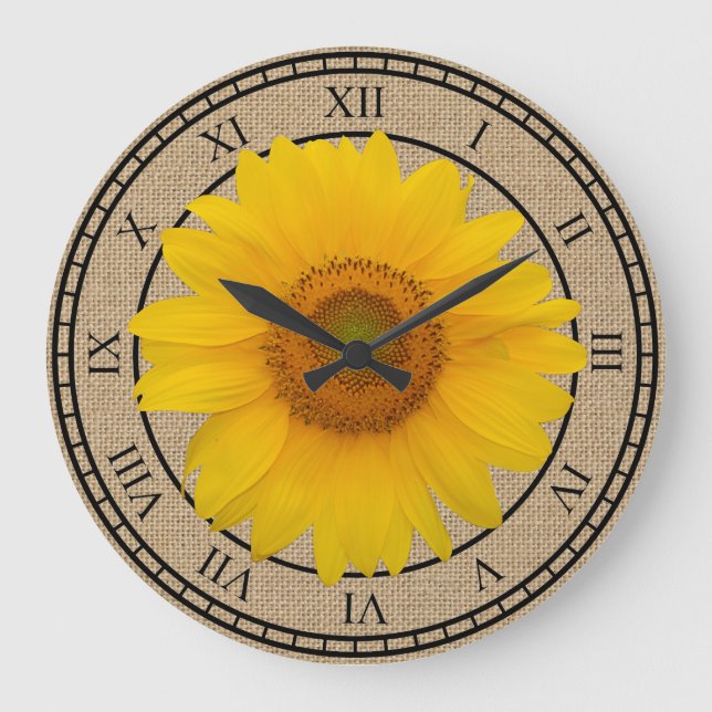 Reloj de pared redondo rústico del girasol (Anverso)