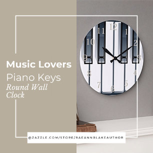 Reloj de Pared Redondo Teclas de Piano para Amante