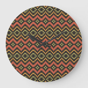 Reloj de pared redondo tribal rojo y negro egipcio