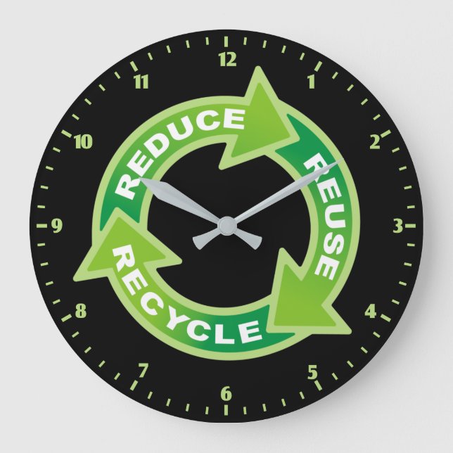 Reloj de pared Reducir Reutilizar Reciclar (Anverso)