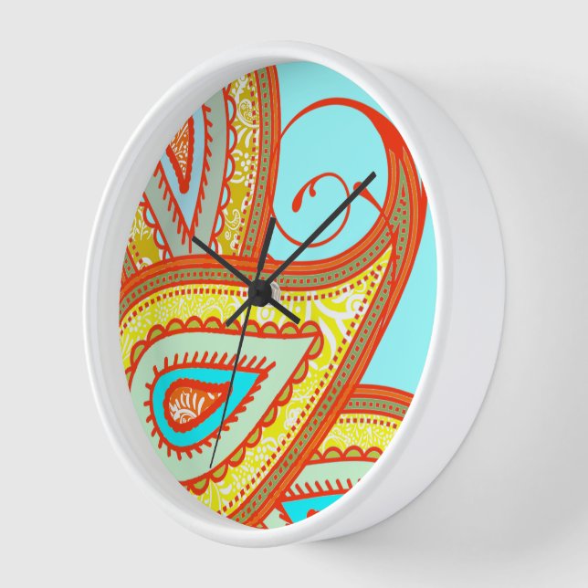 Reloj De Pared Regalos de la moderna Naranja amarilla Aqua Mint P (Ángulo)