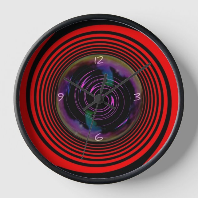 Reloj de pared remolino rojo y negro (Anverso)