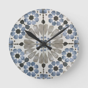 Reloj de pared - Réplica gris azul Floral Designer