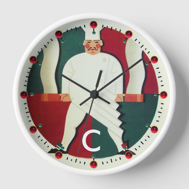 RELOJ DE PARED RESTAURANTE CHEF COOKING FOOD,CATERING MONOGRAM (Anverso)