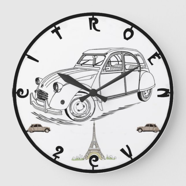 Reloj de pared retro de Citroen 2CV (Anverso)