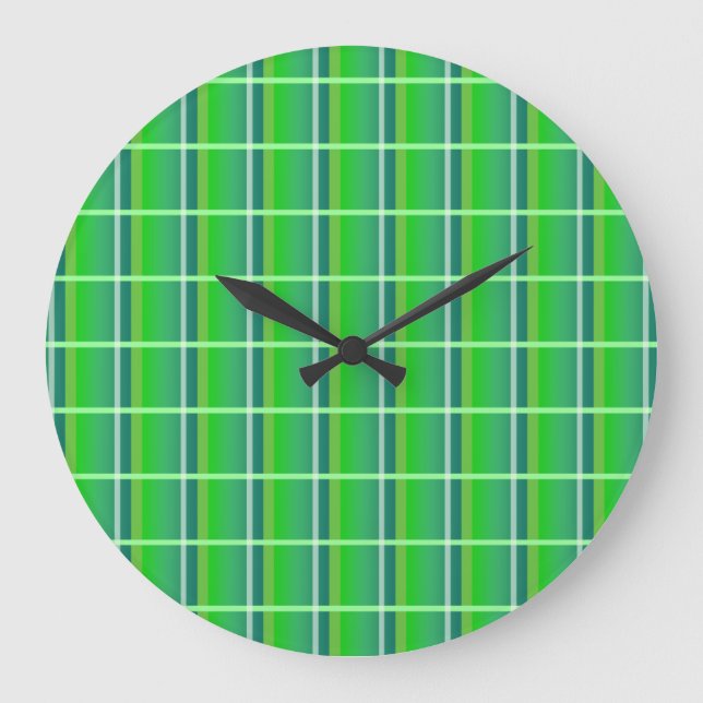 Reloj de pared retro de cuadros verdes (Anverso)