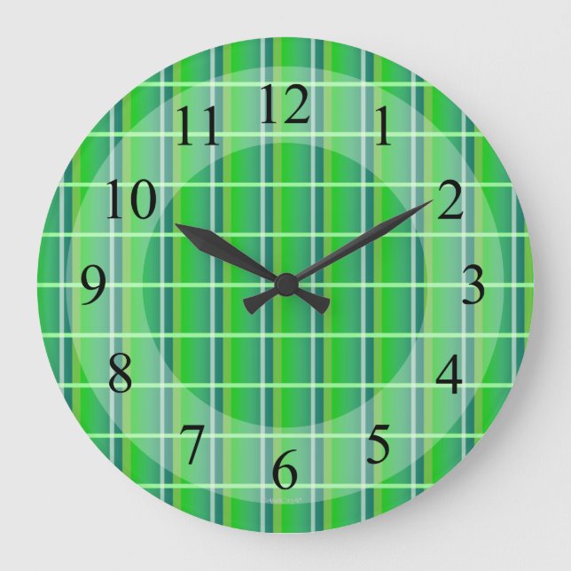 Reloj de pared retro de cuadros verdes (Anverso)