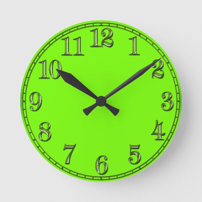 Reloj de pared retro de la verde lima de Fluoro (Anverso)