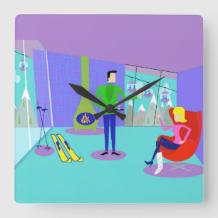 Reloj de pared retro de las vacaciones del esquí