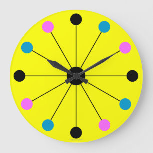 Reloj de pared retro de los años 60 en amarillo