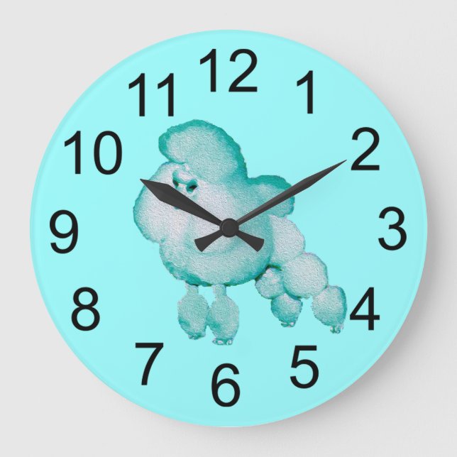 Reloj de pared retro del caniche de la aguamarina (Anverso)