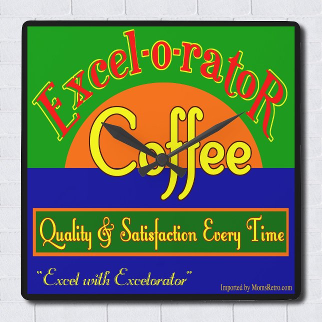 Reloj de pared retro divertida en el café de Excel (Excel-o-rator Coffee Funny Retro Square Wall Clock)