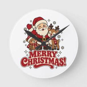 Reloj de pared Retro Santa Feliz Navidad