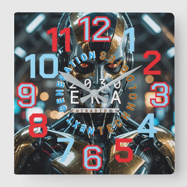 Reloj de pared Robot de IA 2030 de ChiRadioLLC™   (Anverso)