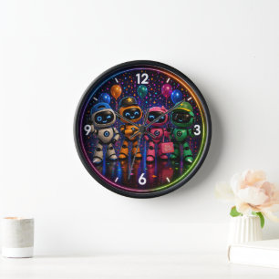 Reloj de pared Robots party time