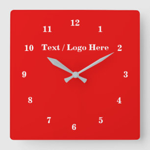 Reloj de pared roja con texto Personalizado Elija