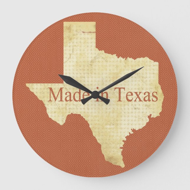 Reloj de pared rojizo y crema en el mapa del estad (Anverso)