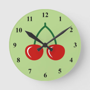 Reloj de pared rojo de la cereza para la cocina