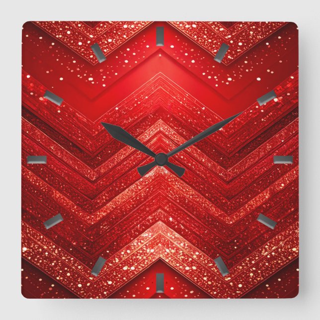 Reloj de pared rojo decorativo Purpurina (Anverso)